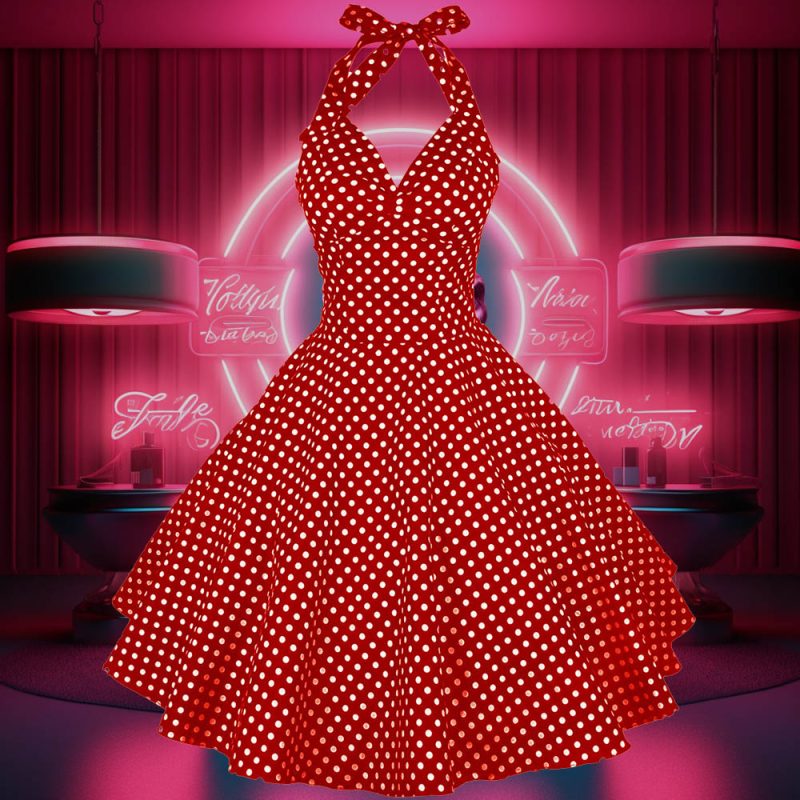 Robe Pin Up Rouge À Pois Blancs – Claudia